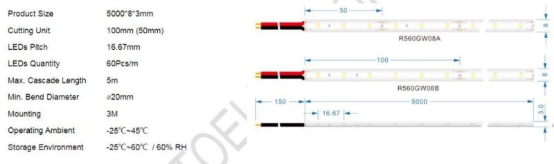 24 V Drip Silicone Waterproof 2835 LED Light Strip or Tapes