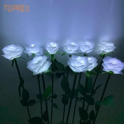 Garden Lights Wedding Favors Decorative Waterproof Outdoor Artificial LED Rose Flower Stem