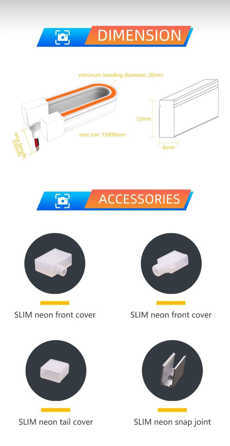 Luminous Efficacy up to 40lm/W Side Lighting Flexible Slim LED Light Neon