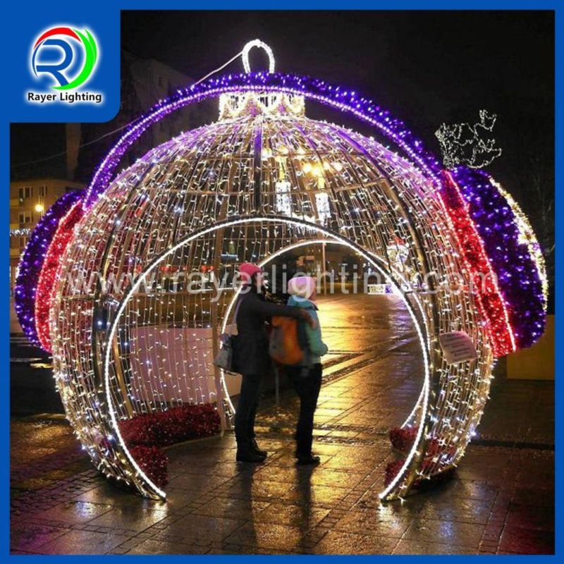 Customized 24FT Mall LED Motif Ball Lighting Outdoor Christmas Decoration