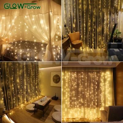 Warm White IP65 Waterproof LED Curtain String Light with T Connector for House Home Decoration