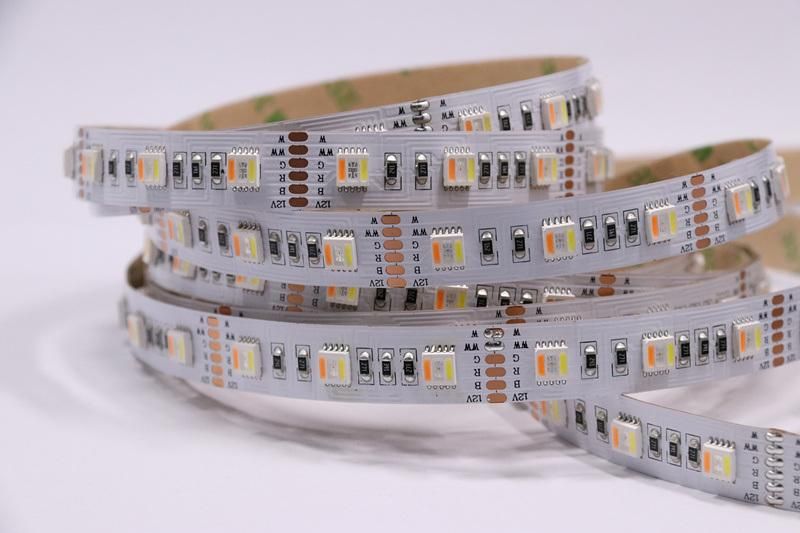 SMD 5050 DC24V Rgbwww 5 Chips in One Strip 72 LEDs/M Flexible LED Strip for LED Profile