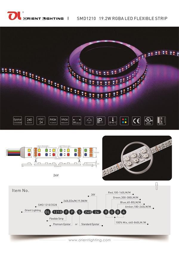 UL Ce Approved RGBA SMD1210 LED Strip Light