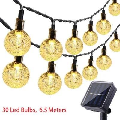 Crystal Globe String Lights with 8 Lighting Modes, Waterproof Solar Powered Christmas Decoration Lights for Garden Wedding Party
