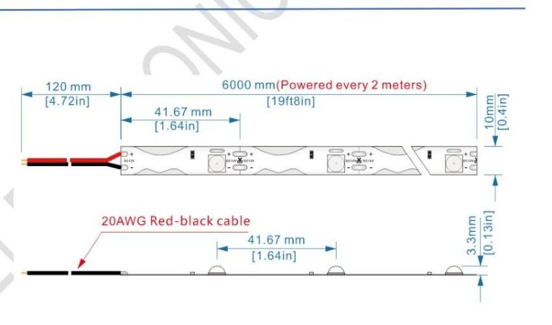 Diffuse Reflection 10mm Width DC12V LED Flexible Strip