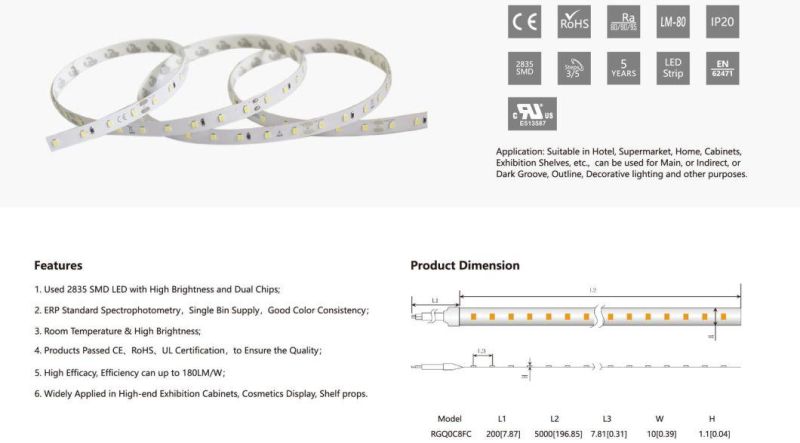 LED Light Strips 10mm 24V with High Brightness LED Strip