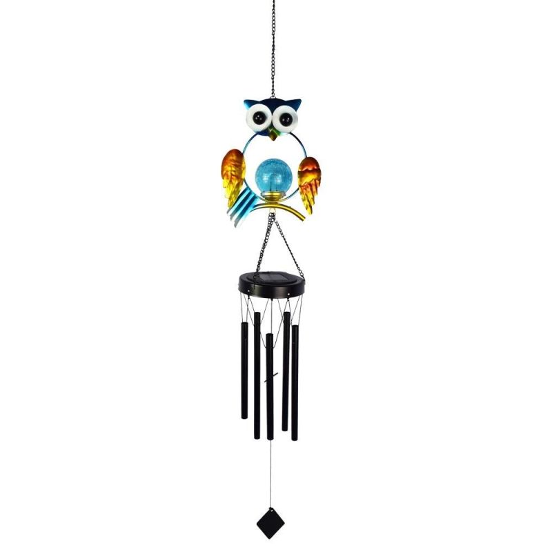 Owl Wind Chimes, Mom Grandma Gift, Solar Winds Chimes Windchime Outdoor Dé Cor, Yard Decorations LED Night Lights Wyz18488