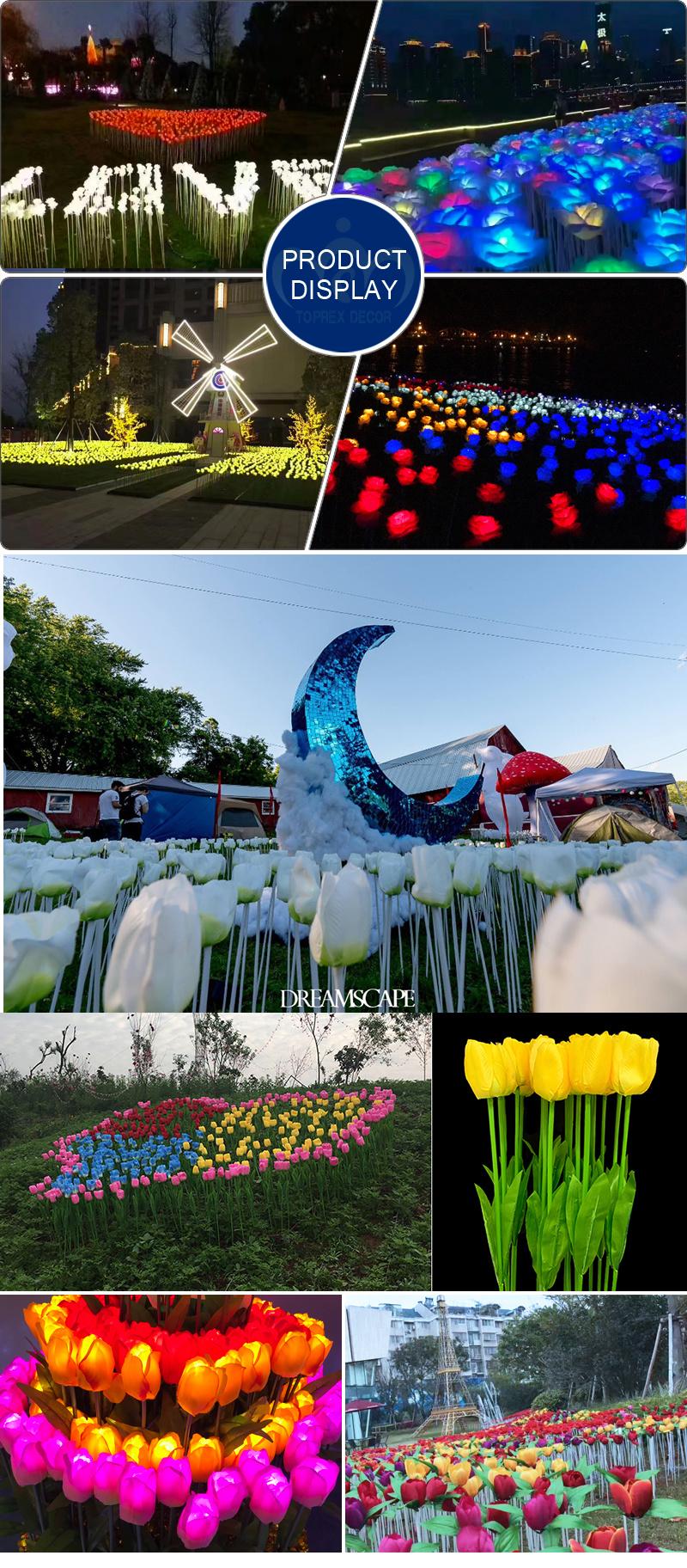 Outdoor Ramadan Decorations Artificial Flower LED Tulip Light with up Flowers