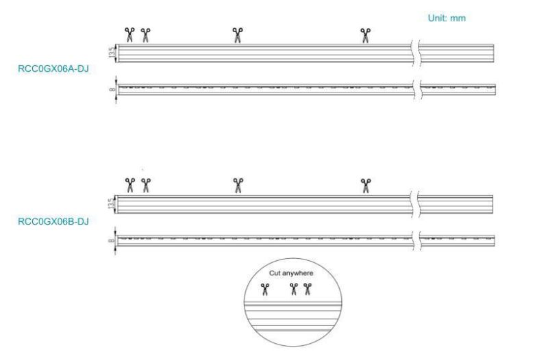 Free Cut Side View 2835 Flexible Neon LED Strips
