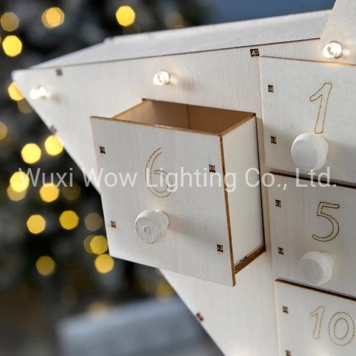 Wooden Star Advent Calendar Christmas Decoration 43 Cm - White