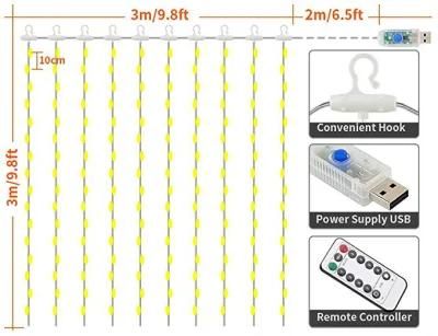 3m USB Decorative Curtain Fairy Lights with 8 Modes Remote Timer