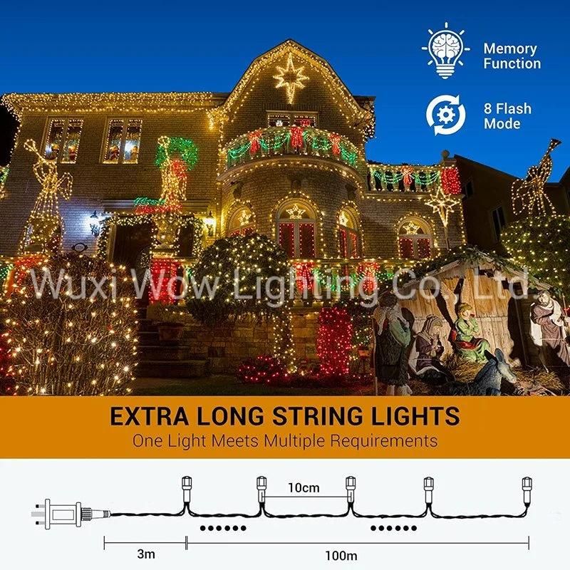 100m 1000LEDs Christmas Light Outdoor/Indoor, Super Bright Fairy String Lights Warm White Diamond Shaped Lamp 8 Modes IP44 Plug in Lightning Low Voltage