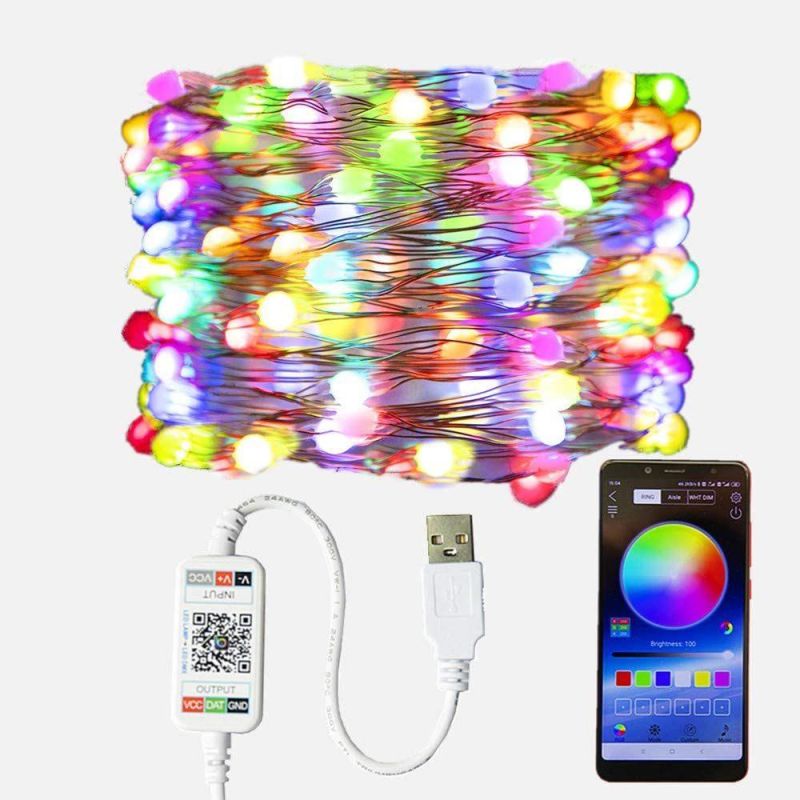 Christmas Fairy String Lights, Bluetooth APP Control, 16 Million Rainbow Colors, 21 Lighting Modes, Music Sync, Custom Timer