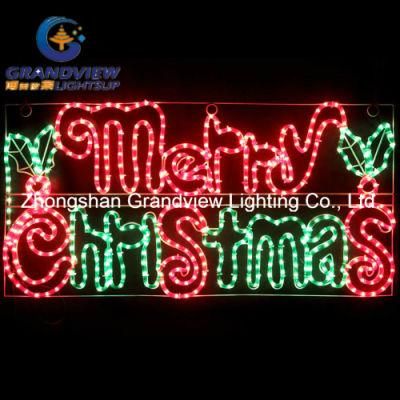 Animated 104cm Merry Christmas Letter with Holly Leaves Motif Rope Lights