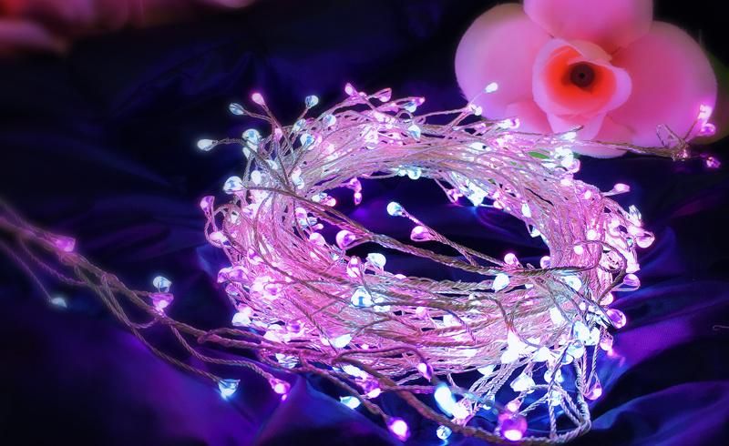 Star Metal Light Indoors Plug Fluffy Pearl Christmas Micro Fairy Lights