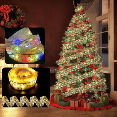 2022 Christmas Decoration LED Ribbon Bows Lights Christmas Tree Ornaments