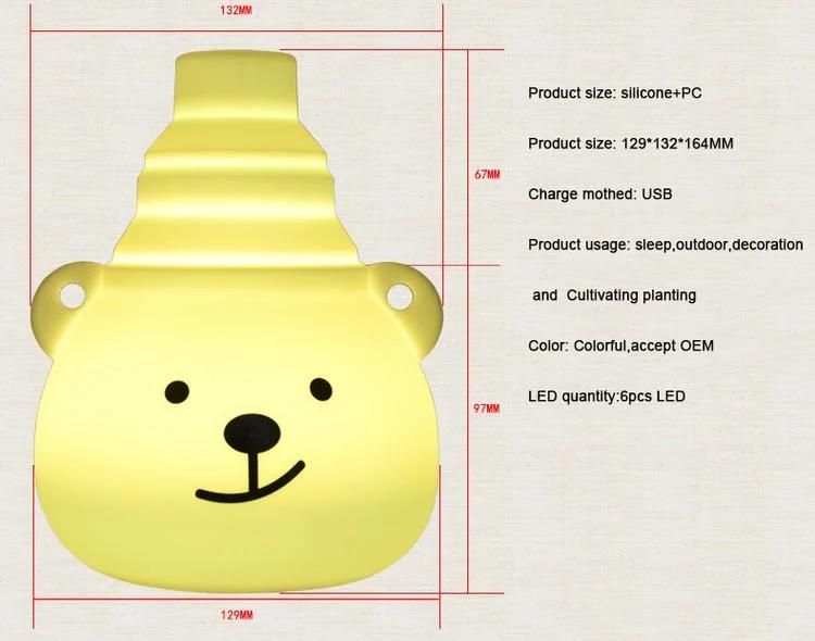 New Arrival 3D Night Light Colors Changeable Bear Shape Baby Choice Mini Size LED Kid′ S Toys Silicone Bedside Lamp for Children Baby