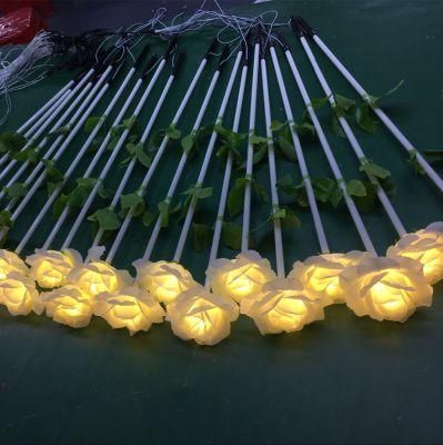 12V 24V Wedding Decoration Artificial Roses Wholesale Quality Silk LED Flower Lights