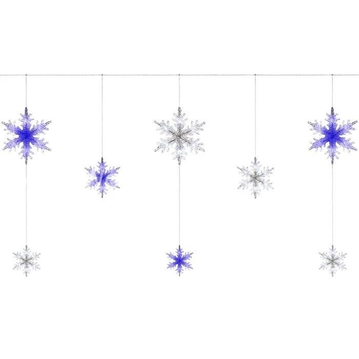 Multi Function Snowflake Curtain Light with 48 LED Blue / White