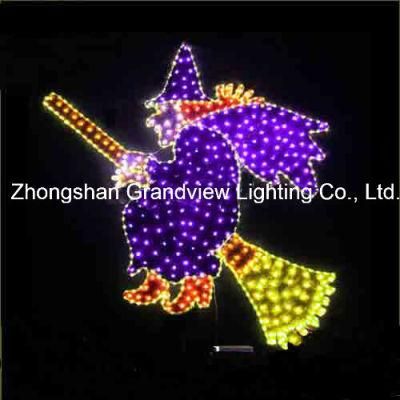 Large LED Hallowen Decoraton Witch Broom Witch