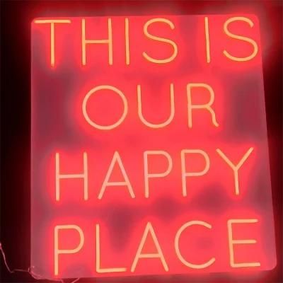 Promotion Wall Mounted Decorative LED Neon Lighting Acrylic Custom Home This Is Our Happy Place LED Neon Sign Letters