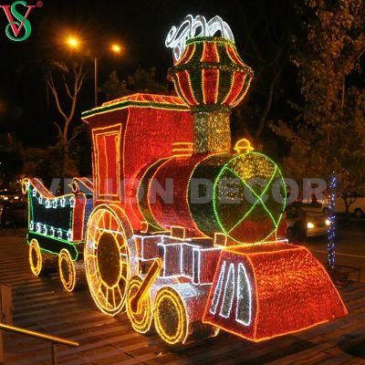 Outdoor Holiday Decoration LED 3D Motif Carriage Train Sculpture Light