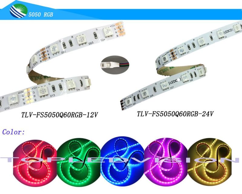 Hot Selling 14.4W 5050 RGB Flexible LED Strip 60LEDs/M