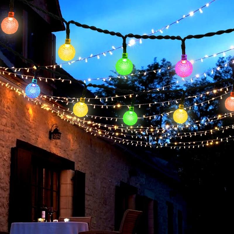 Solar Powered Energy-Saving LED String Light Holiday Party Decoration String Light LED Outdoor Decorative Lighting Bulbs Garden Waterproof String Light