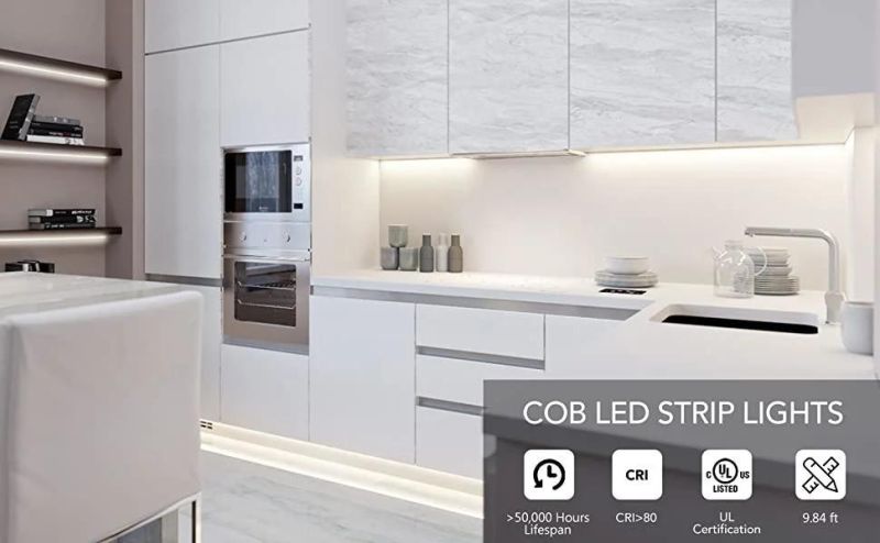 COB LED Strip with Continuous Light Neutral White CRI90 4000K 5690lm 24V 5m Roll (1121lm/m and 10W/m)