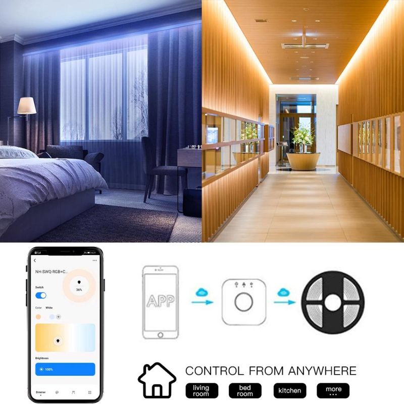 LED Strip Light RGB+C+W+Dimmer Controller Driver 2700-6500K 15A Tuya Smart Home Automation Alexa Acho Zigbee Gateway Hub Needed