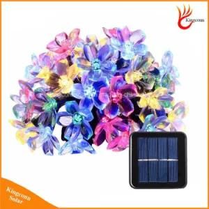 Decorative Peach Flower Solar Battery Rechargeable String Light with 20/30/50 LED Optional Outdoor Lighting