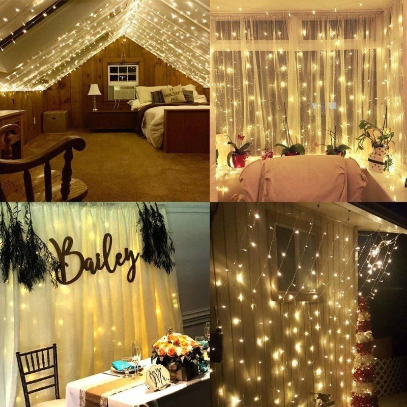 300 LED 3X3m, 8 Modes Battery Powered Curtain Lights