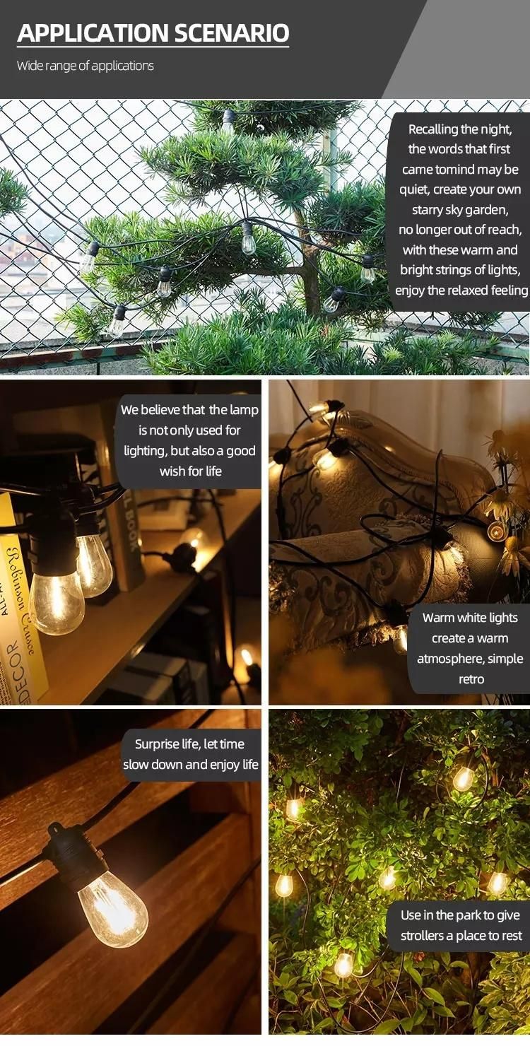 240V IP65 St64 Dimmable Bulbs Extendable Connectable Globe Outdoor Christmas LED Festoon String Lights