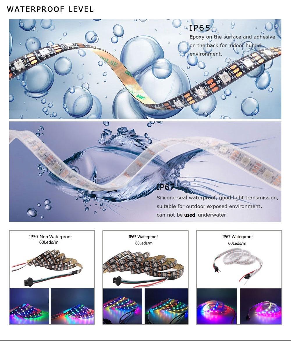 5V 12V Ws2811 Ws2812 Ws2812b Ws2815b LED Strip Lights Dream Fullcolor Running Changing Color LED Strip Light