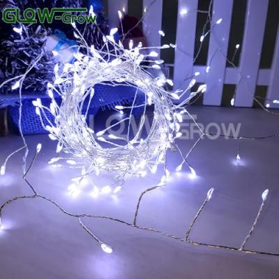 12V White Cluster String Lights 30m 300LED Branch Tree Outdoor Silver Wire Fairy Lights for Cafe Bar Wedding Party Xmas Home Event Decoration