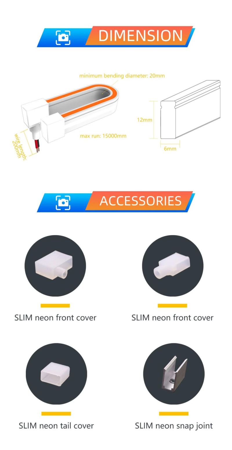 Customs Slim 6*12mm Silicone Tube 12V Flexible LED Neon