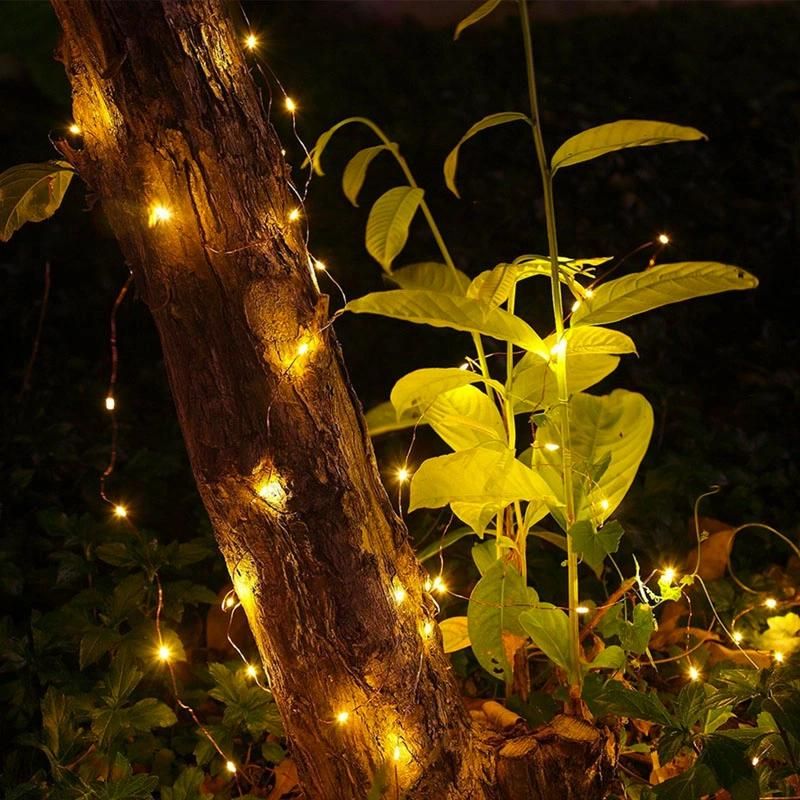 Christmas Trees Decotation Landscape Copper Wire Solar String Light