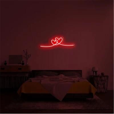 China Factory Price High Quality Double Heart LED Flex Neon Signs for Home and Bar