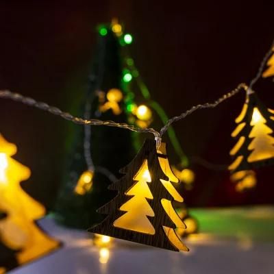 Wooden Christmas Tree Shape String Light for Outdoor Home Christmas Decor