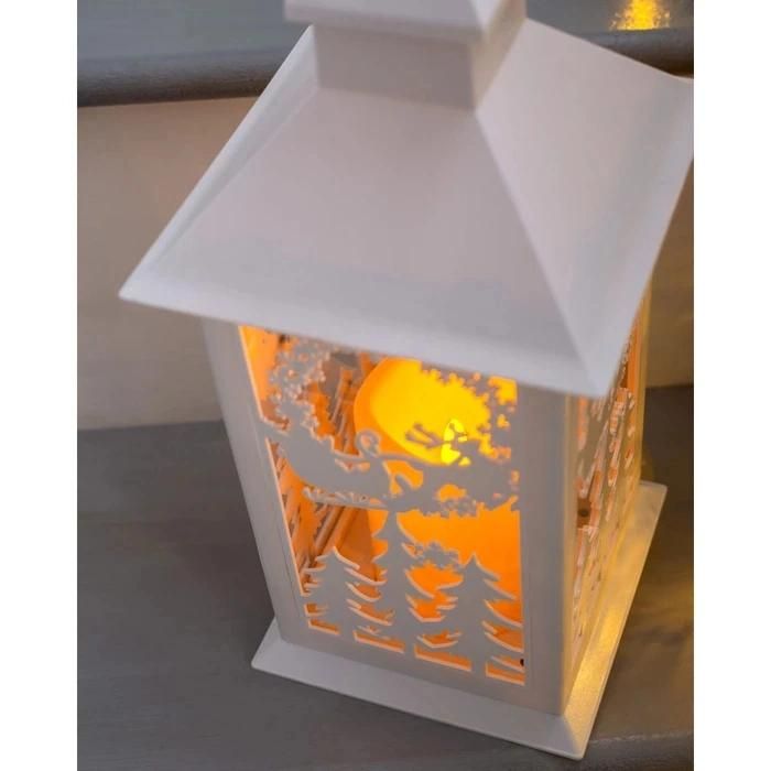 Christmas Lantern with Warm White LED Candle White 40 Cm