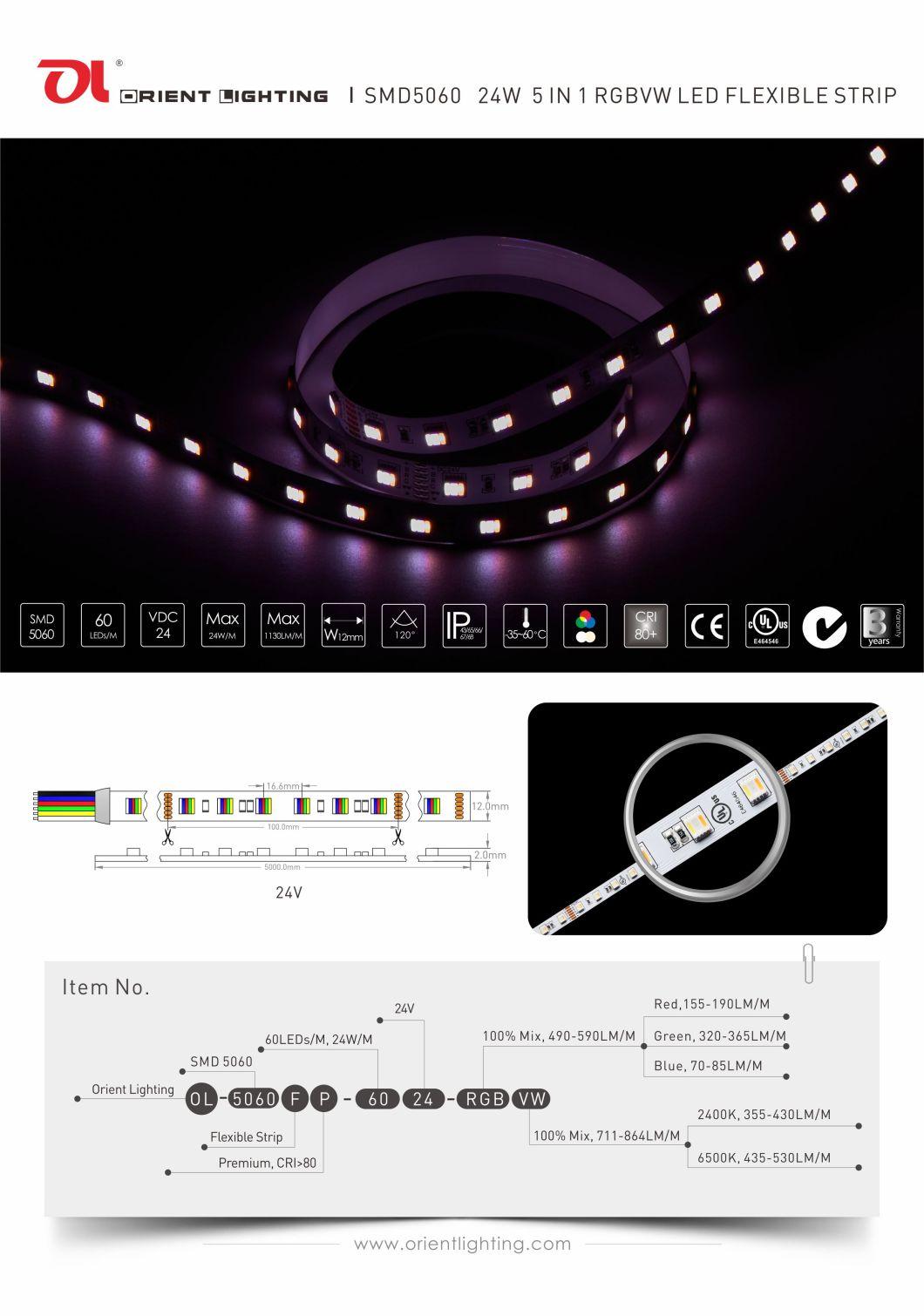 5 In1 RGB+Color Temperature Adjustable Single Line LED Strip