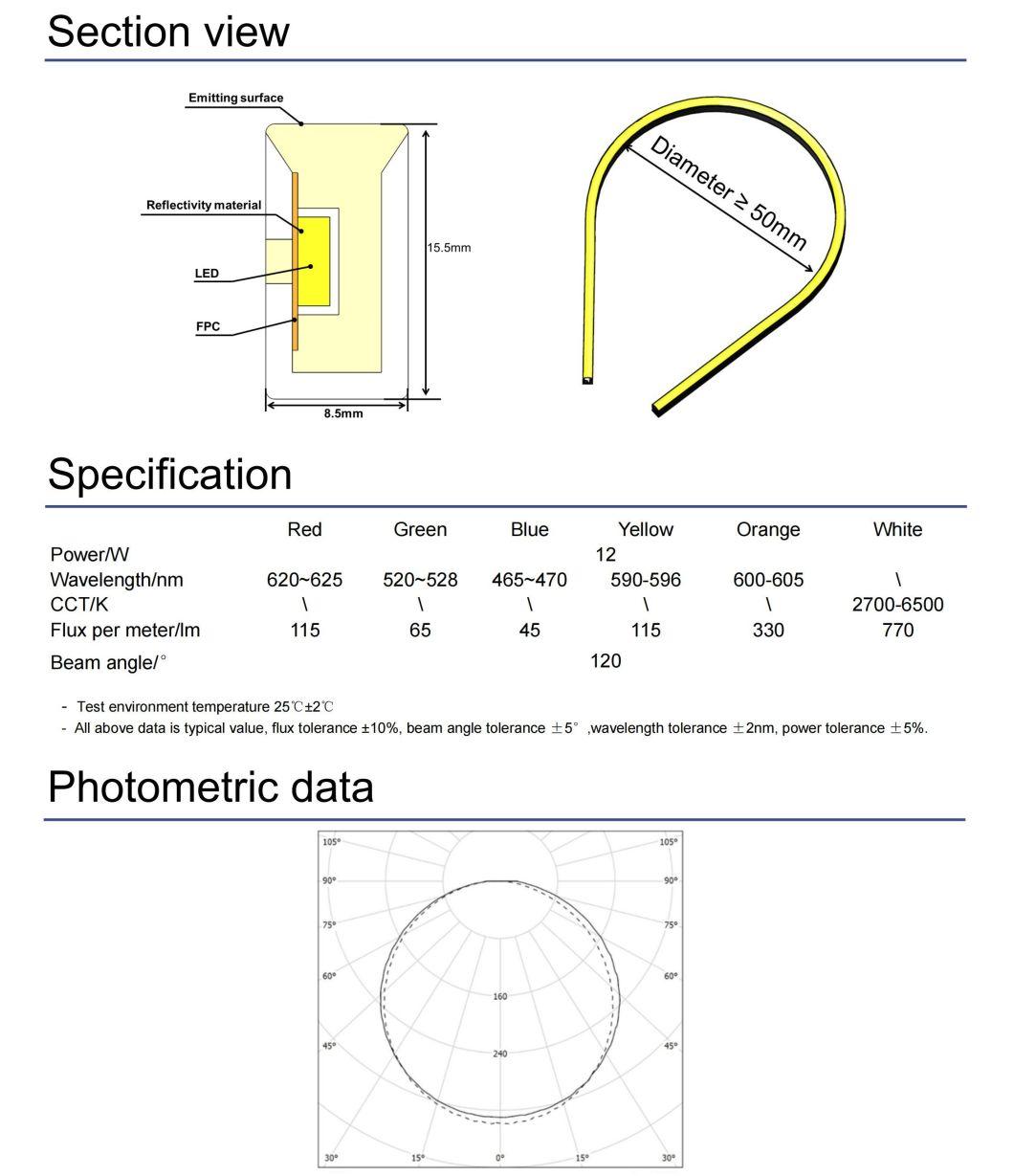 SMD2835 Neon 12W UL CE RoHS LED Lighting Flex Strip