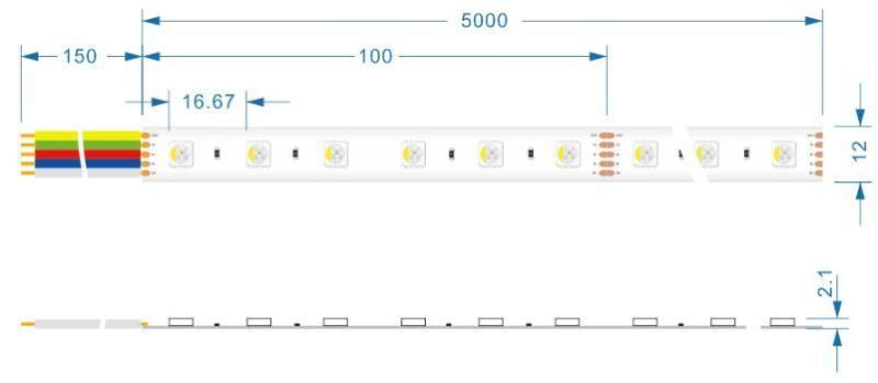 RGBW LED Strip 2oz High Lumen 300LED 24V CCT Flexible