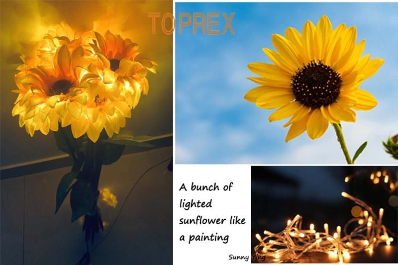 Outdoor Wedding Home Decoration Light Plastic Plant LED Sunflower Stem