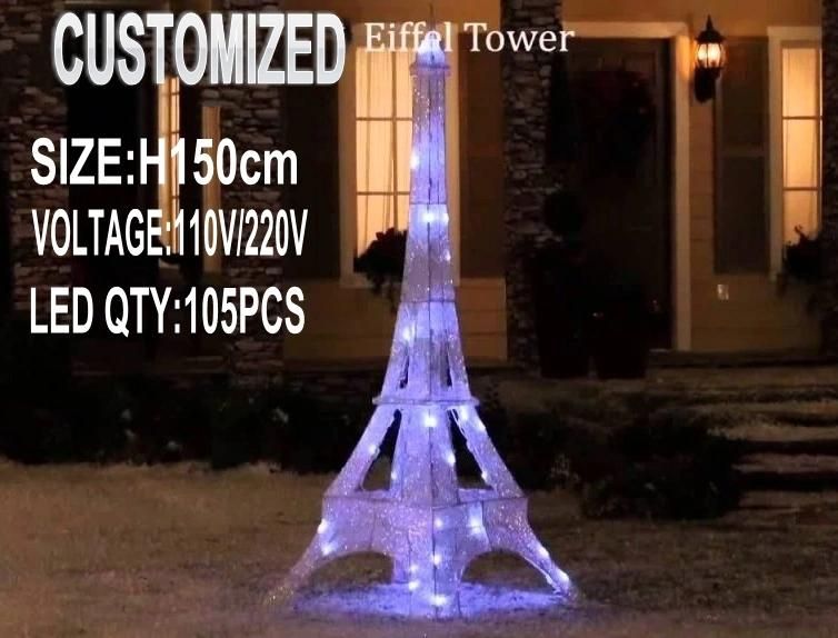 Outdoor LED Eiffel Tower Lighting 3D Modeling Light for Holiday Wedding Park Decoration