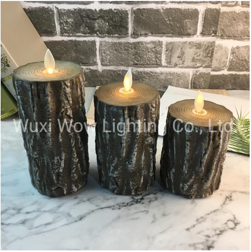 Three-Piece Set Tree Stump Candle Light LED Large Candle Light Festival Wedding Scene Decoration Props