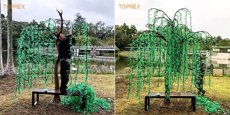 Holiday Garden Decor Toprex Green Color Metal Willow Tree Lights