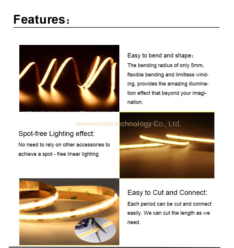 COB LED Flexible Strip 384LEDs/M with No Light Spots