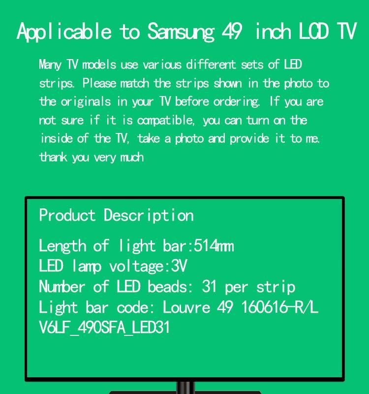 Ua49K5300ajxxz 49inch 31LED Louvre 49 Bn96-39701 39731A V6lf_490sfa/B_LED31 LED TV LED Backlight