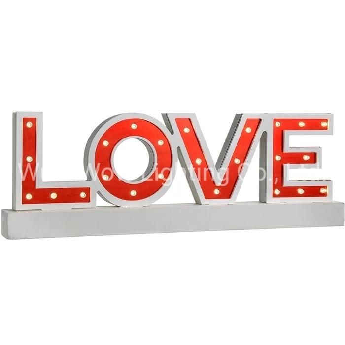 Sign with Base Christmas Decoration Wood 38 Cm - Red - Love